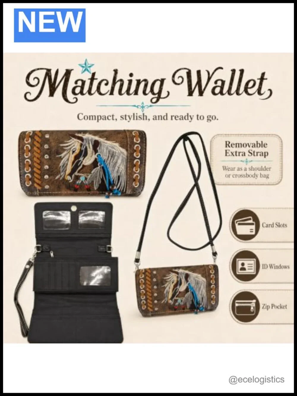 Western Horse Purse and Wallet Set for Women, Cowgirl Handbag